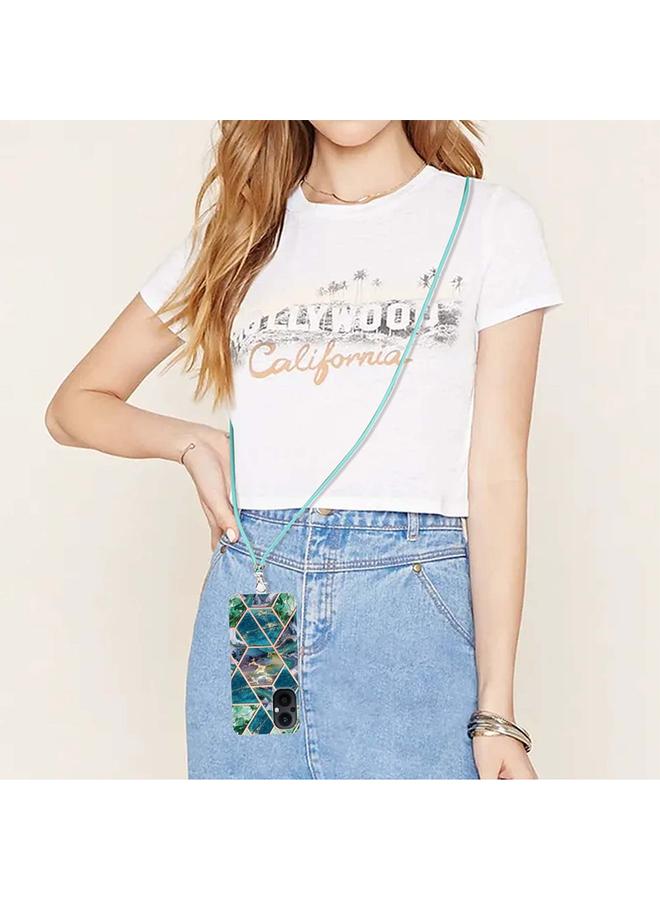 S-TOP Case For OnePlus Nord N20 5G Electroplating Splicing Marble TPU Phone Case with Lanyard - Image 4