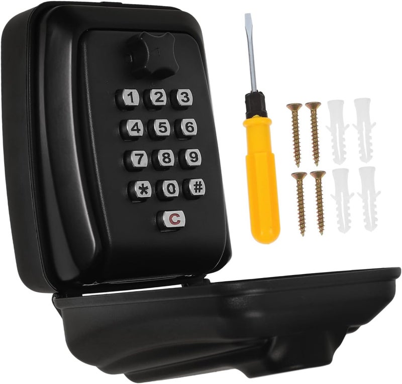 Gadpiparty Wall Mounted Key Lock Box with Combination Code Weatherproof Metal Key Safe for Outdoor Indoor Use Fob and Garage - Image 1