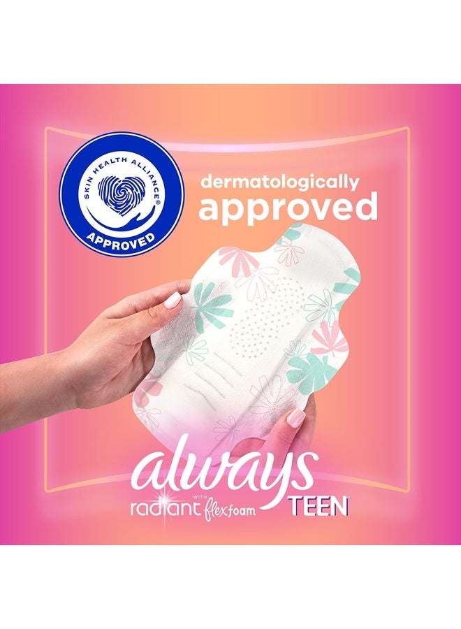 Always فوط راديانت تين النسائية، مقاس 1، امتصاص عادي، مع رغوة مرنة، بأجنحة، بدون رائحة، 14 قطعة - Image 3