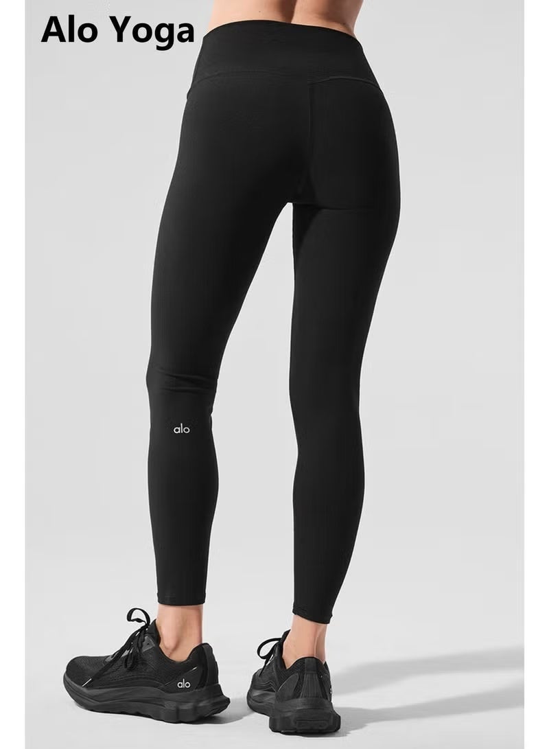 ALO Yoga High-Waist Airlift Leggings, Buttery Soft Tummy Control Yoga Pants for Women, Non-See-Through Workout Leggings - Black