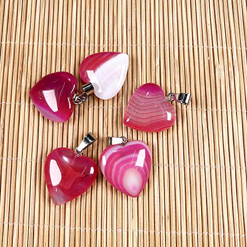 LHJ 20PCS Natural Stripe Agate Pendants Heart Shape Charms Pendants for Necklace Bracelet Jewelry Making - Image 5