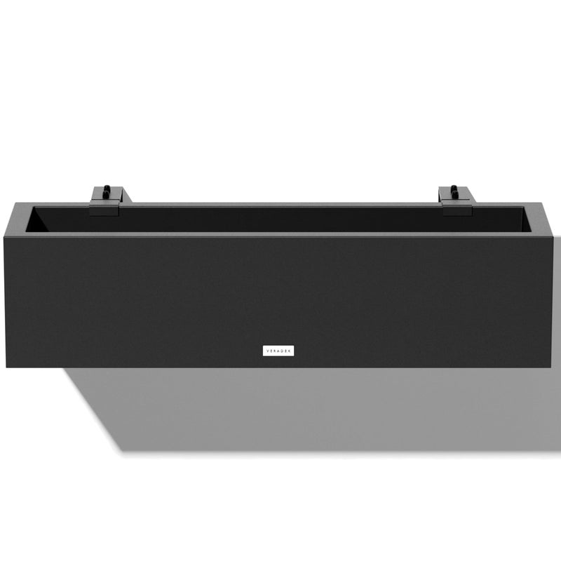 Veradek Block Series Railing Planter  Rectangular Flower Box for Outdoor BalconyFence  Durable AllWeather Use with Adjustable Brackets  Modern Dcor for Flowers Succulents Hanging Plants