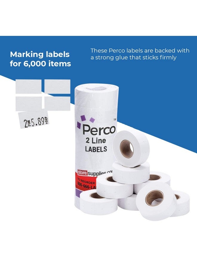 Perco 2 Line White Labels 1 Sleeve 6000 Blank Pricing Labels For Perco 2 Line Price And Date Guns - Image 3