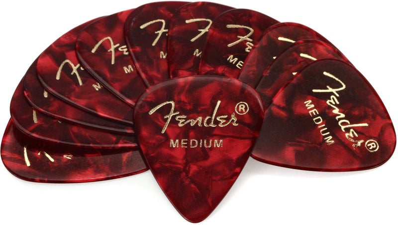 Fender Premium Celluloid Guitar Picks 351 Shape, Guitar Accessories, Red Moto, Medium, 12-Pack - Image 1