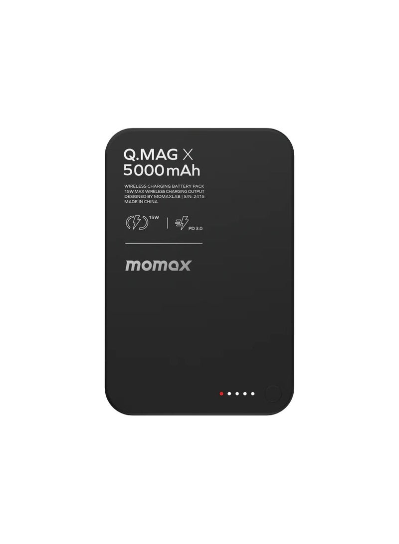 Momax Momax 5000mAh Magnetic Wireless Power Bank 15W Pack USB-C Up to 20W PD output - Black - Image 3