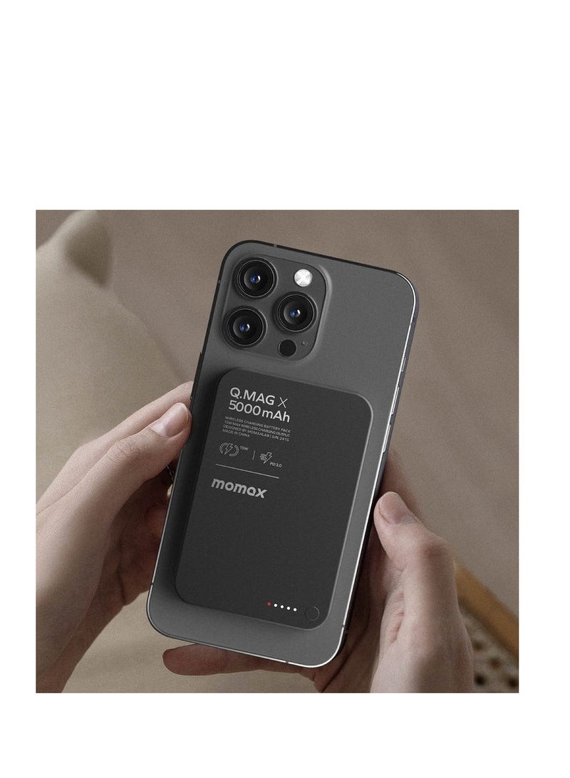 Momax Momax 5000mAh Magnetic Wireless Power Bank 15W Pack USB-C Up to 20W PD output - Black - Image 4