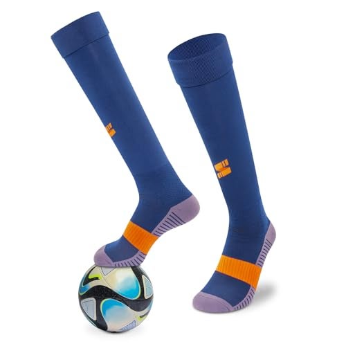 Supersox Football Stockings For Men & Women - Knee Length Socks With Cushioned Sole, Odour Free & Superior Grip Socks For Football/Soccer, Pack Of 1 (Navy Blue, Cotton) - Image 1