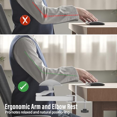 VibeNest Ergonomic Arm/Elbow Rest for Desk - Foldable Rotatable Elbow Support for Computer Desk, Office & Gaming Comfort (White) - Image 2