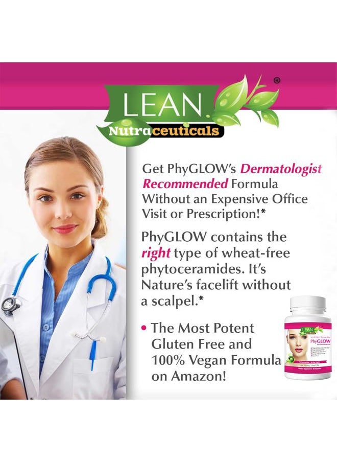 LEAN Nutraceuticals - Phytoceramides 350mg Ceramide Skin Care Hydration Moisture Restoring Beauty Supplement with Multivitamins A, C, D, E, PhyGLOW Super Vegan Anti-Aging Wrinkle Support Pills for Women and Men 30 Capsules - Image 1