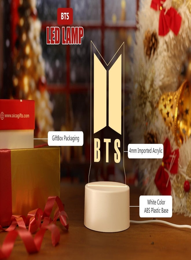 AICA 3D Illusion Korean Heart Bangtan Sonyeondan LED Lamp � Korean Heart Gift for Girls Women Lamp - Warm Yellow LED Light - Image 2