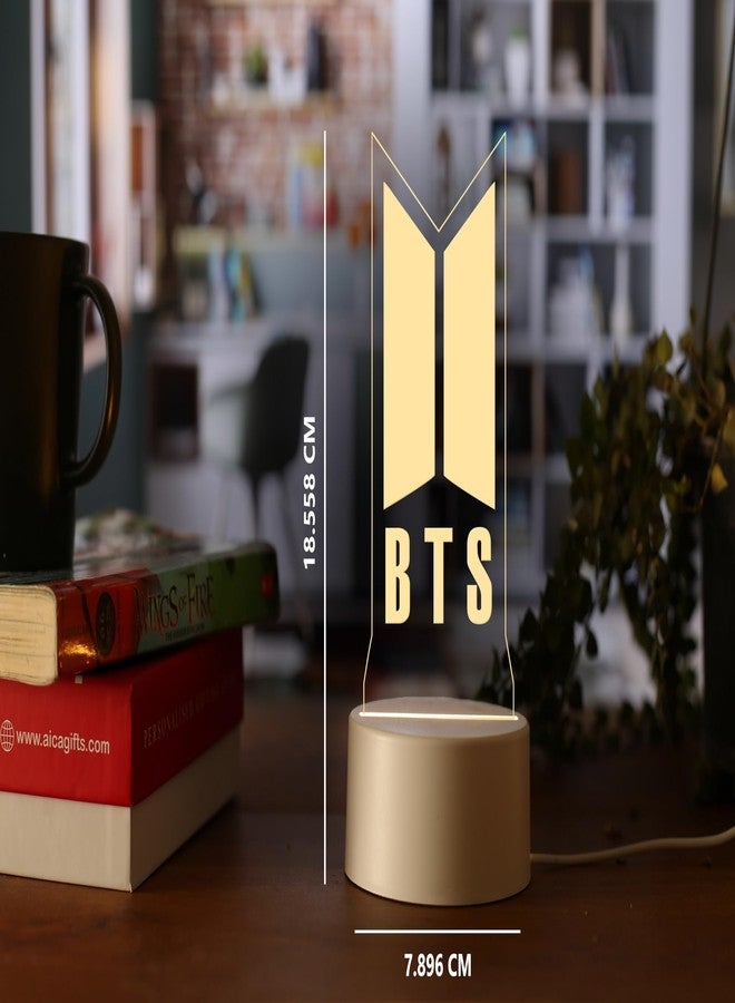 AICA 3D Illusion Korean Heart Bangtan Sonyeondan LED Lamp � Korean Heart Gift for Girls Women Lamp - Warm Yellow LED Light - Image 4