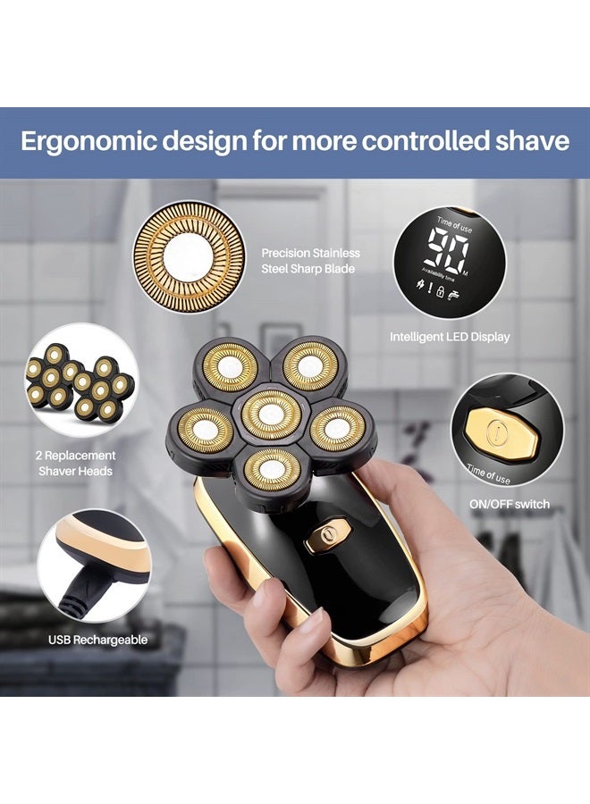 Head Shavers for Bald Men Rotary Electric Razor Cordless Shaver for Men Multifunctional Electric Razors for Bald Men Waterproof Mens Head Razor Rechargeable Razors for Bald Man