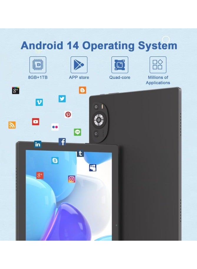 ريبنيو تابلت CM8200plus، شاشة 10.1 بوصة، نظام أندرويد 14، تابلت 5G، ثنائي الشريحة، ذاكرة وصول عشوائي 8 جيجابايت، سعة تخزين 1 تيرابايت، بطارية 10000 مللي أمبير/ساعة، مع لوحة مفاتيح بلوتوث، ماوس ومكبر صوت (أسود) - Image 3