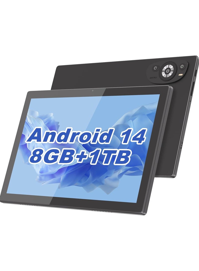 ريبنيو تابلت CM8200plus، شاشة 10.1 بوصة، نظام أندرويد 14، تابلت 5G، ثنائي الشريحة، ذاكرة وصول عشوائي 8 جيجابايت، سعة تخزين 1 تيرابايت، بطارية 10000 مللي أمبير/ساعة، مع لوحة مفاتيح بلوتوث، ماوس ومكبر صوت (أسود) - Image 1