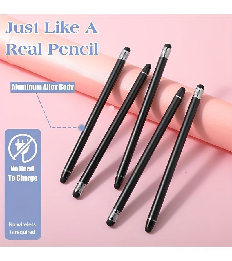 5 Pack Dual Tip Stylus Pens Universal High Sensitivity Silicone Tip Pencil for Touch Screens Smartphones Tablets Blue - Image 2