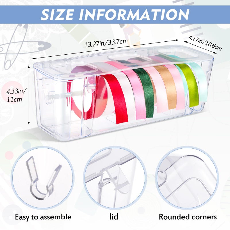 Saypacck 2 Pcs Ribbon Organizer Storage Craft Ribbon Holder Plastic Craft Room Organization for DIY Tape Sewing Spool Flower Shop Art Gift Wrapping Supplies - Image 2