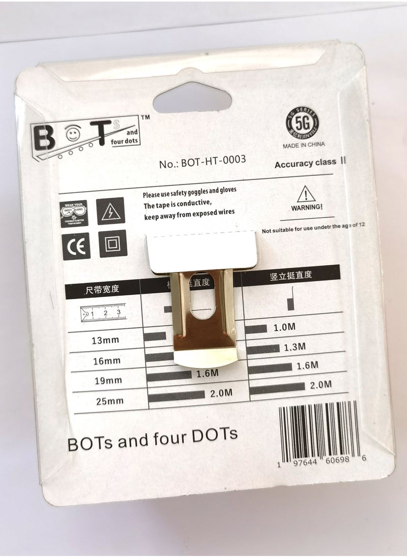 BOTs and four dots - 5.0 Meter Slid – Lock Measuring Tape, 19mm Tape Width, Yellow Color. Ref. No.: BOT-HT- 0003 - Image 1