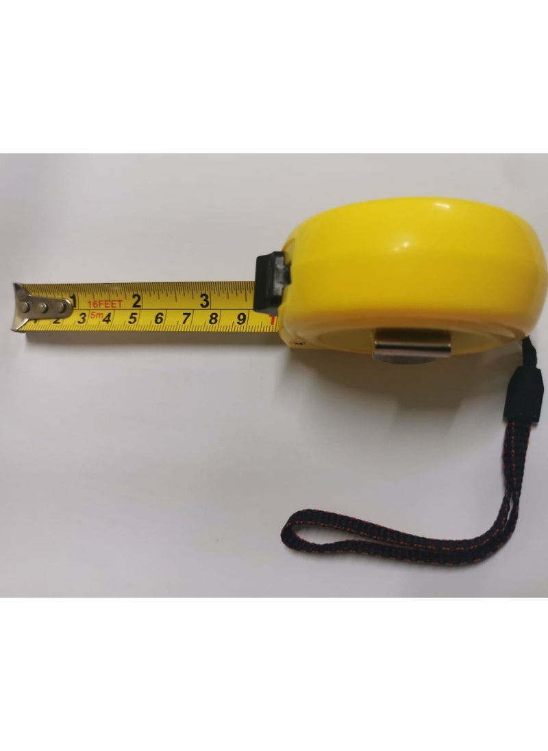 BOTs and four dots - 5.0 Meter Slid – Lock Measuring Tape, 19mm Tape Width, Yellow Color. Ref. No.: BOT-HT- 0003 - Image 1