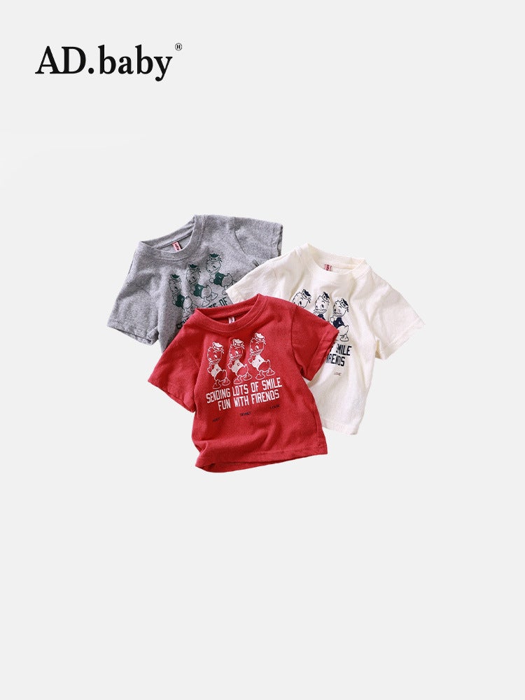 2025 Children'S Wear Summer Children'S Wear Korean Style Reactive Printed Girls' Short-Sleeved T-Shirt Summer Top Boys' Base Shirt - Image 2
