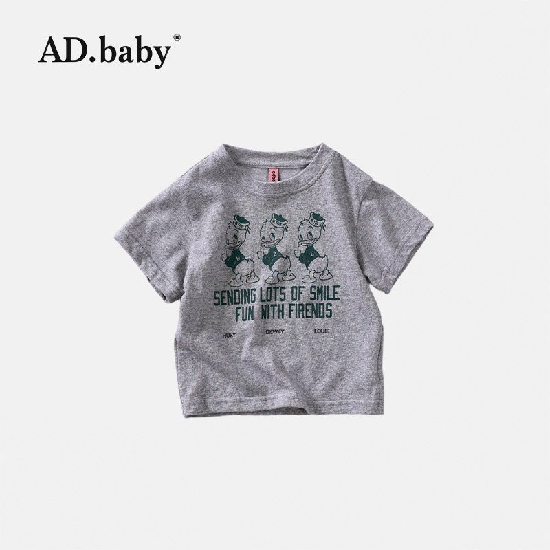 2025 Children'S Wear Summer Children'S Wear Korean Style Reactive Printed Girls' Short-Sleeved T-Shirt Summer Top Boys' Base Shirt - Image 1