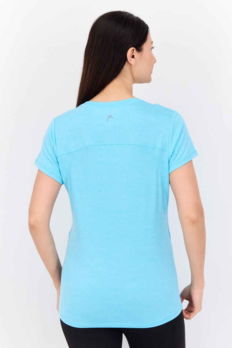 HEAD Women Sportswear Fit Short Sleeves Training Top, Turquoise  - Image 3