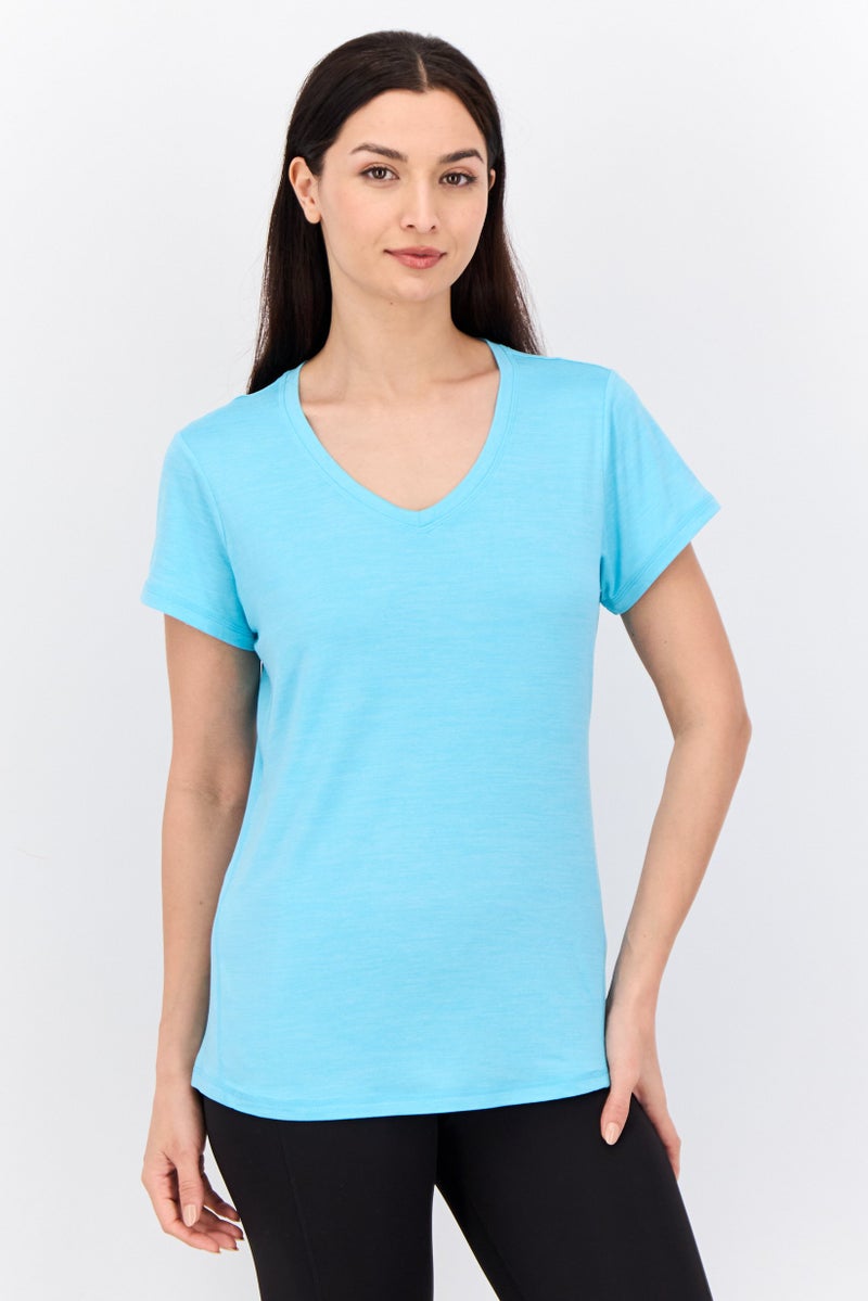 HEAD Women Sportswear Fit Short Sleeves Training Top, Turquoise  - Image 1