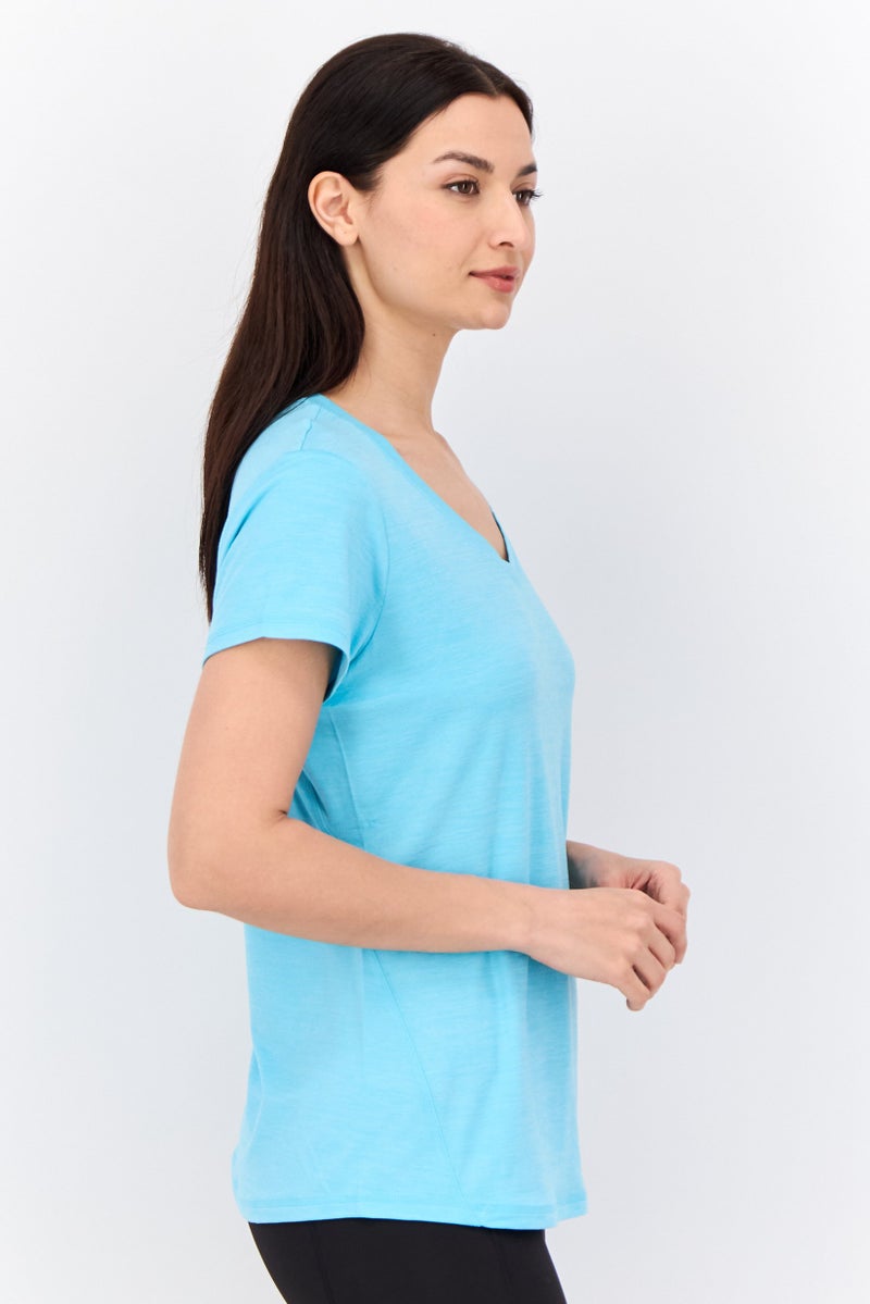 HEAD Women Sportswear Fit Short Sleeves Training Top, Turquoise  - Image 2