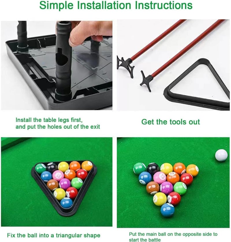 Joyzzz Mini Pool Table Game - Portable Billiards Set with 11 Balls, 2 Cues, and Triangle - Image 2
