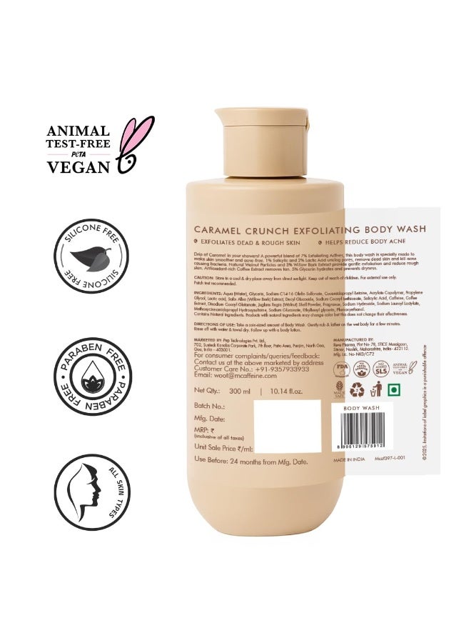 إم كافيين غسول الجسم المقشر إم كافيين ٢٪ حمض اللاكتيك، ٣٠٠ مل | يقلل من حب الشباب، وبشرة الفراولة، والشعر الناشئ تحت الجلد، وينعم البشرة | جل استحمام برائحة الكراميل الحلو، للرجال والنساء - جميع أنواع البشرة - Image 3