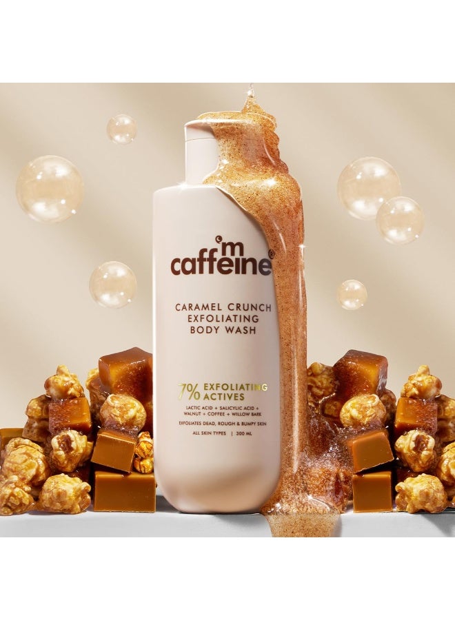 إم كافيين غسول الجسم المقشر إم كافيين ٢٪ حمض اللاكتيك، ٣٠٠ مل | يقلل من حب الشباب، وبشرة الفراولة، والشعر الناشئ تحت الجلد، وينعم البشرة | جل استحمام برائحة الكراميل الحلو، للرجال والنساء - جميع أنواع البشرة - Image 5