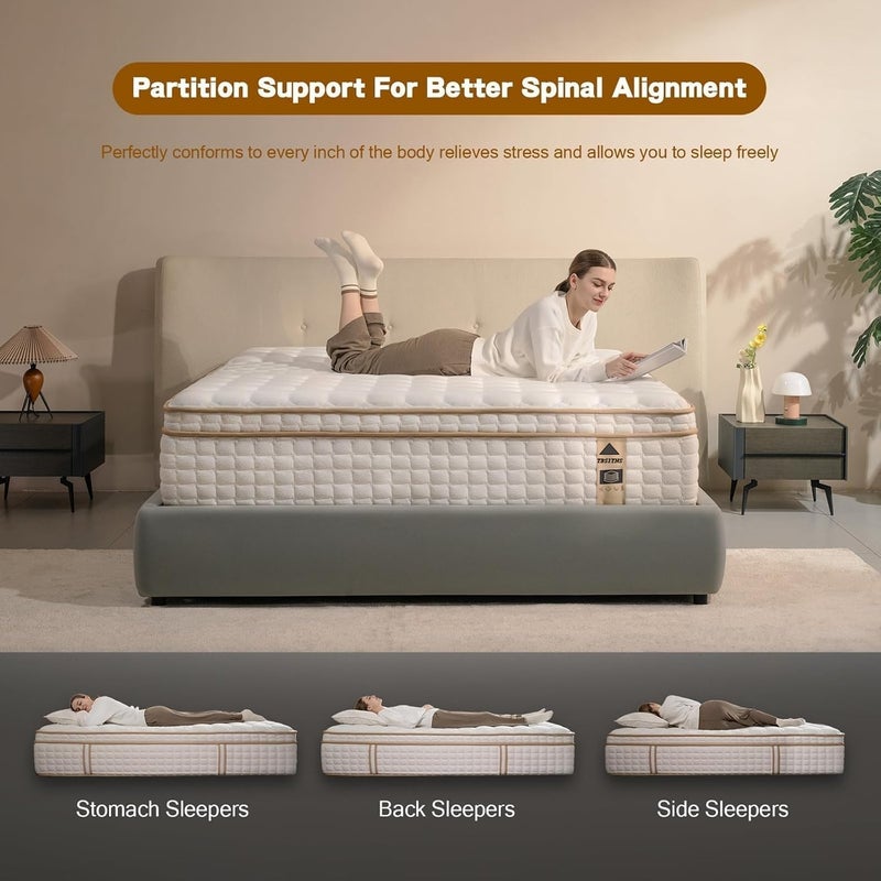 Hybrid Mattress in a Box, Gel Memory Foam, Independent Pocket Springs, High Elasticity and Pressure Relief Design, Breathable and Soft, Medium Hardness (150x200x30) - Image 5