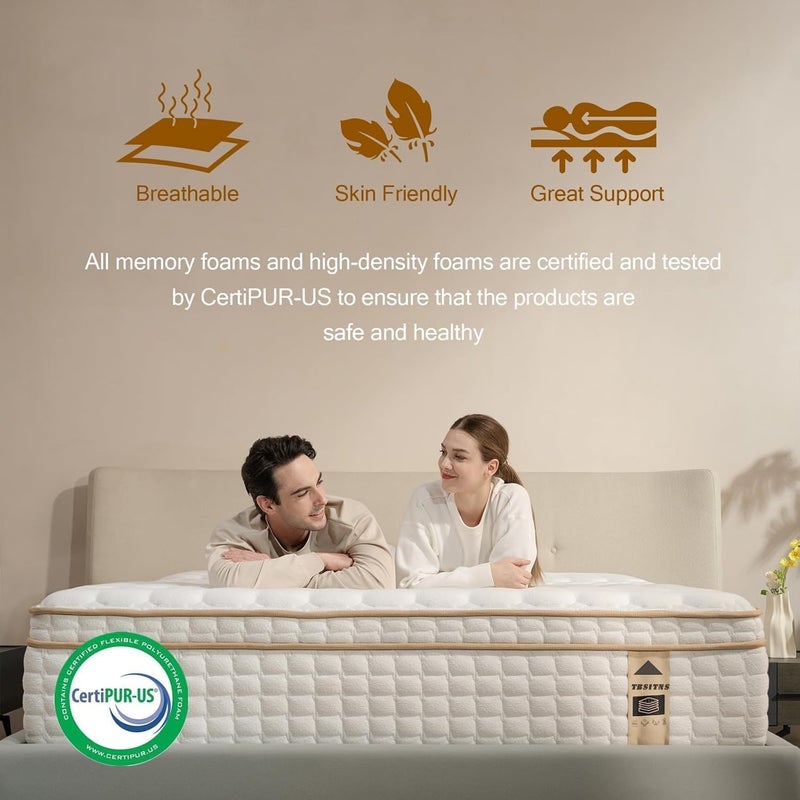 Hybrid Mattress in a Box, Gel Memory Foam, Independent Pocket Springs, High Elasticity and Pressure Relief Design, Breathable and Soft, Medium Hardness (150x200x30) - Image 2