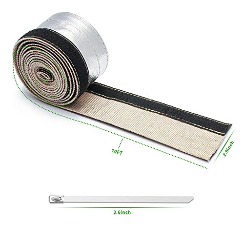 LEDAUT Heat Shroud Aluminized Sleeving Heat Shield fuel line wire heat sleeve 1/2" I.D. x 10FT with 20 Pcs 3.9Inch Stainless Steel Cable Metal Zip Ties - Image 4