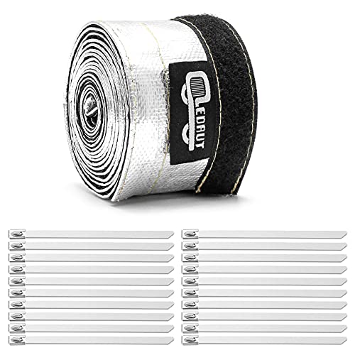 LEDAUT Heat Shroud Aluminized Sleeving Heat Shield fuel line wire heat sleeve 1/2" I.D. x 10FT with 20 Pcs 3.9Inch Stainless Steel Cable Metal Zip Ties - Image 2