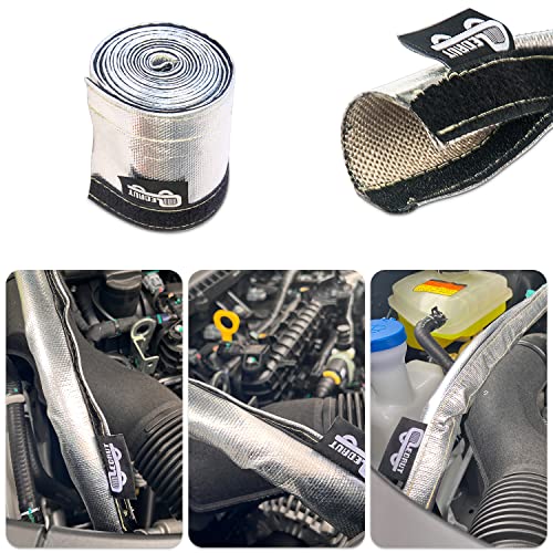 LEDAUT Heat Shroud Aluminized Sleeving Heat Shield fuel line wire heat sleeve 1/2" I.D. x 10FT with 20 Pcs 3.9Inch Stainless Steel Cable Metal Zip Ties - Image 3
