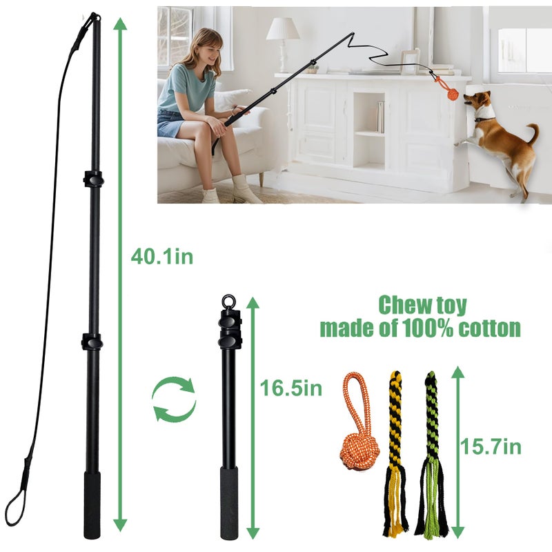 SailStart Flirt Pole for Dogs Heavy Duty 40inch Extendable Aluminum Alloy Dog Flirt Pole for Large/Medium/Small Gogs,Interactive Dog Toys for Indoor/Outdoor - Image 2