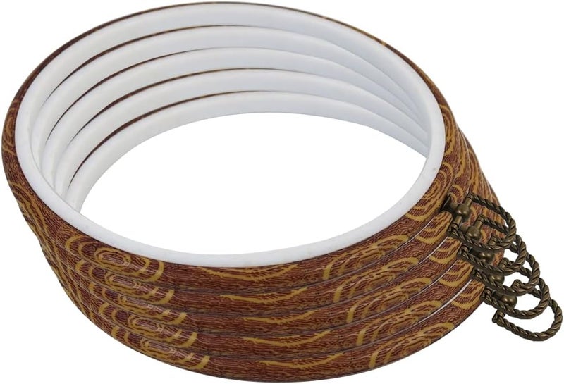 GuoFa 5 Pieces 8 Inch Round Embroidery Hoops, Imitated Wood Embroidery Hoop Frames for Display, Durable Cross Stitch Hoop for Hand Embroidery, Fabric Painting & Home Decorations - Image 1