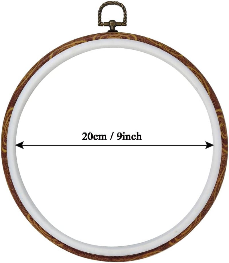 GuoFa 5 Pieces 8 Inch Round Embroidery Hoops, Imitated Wood Embroidery Hoop Frames for Display, Durable Cross Stitch Hoop for Hand Embroidery, Fabric Painting & Home Decorations - Image 2