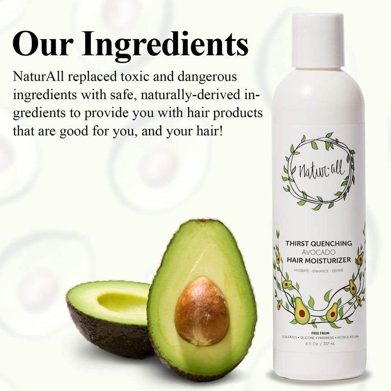 NaturAll Hair Moisturizer - Containing Avocado Hair Cream for Dry, Curly, Coily, or Frizzy Hair, 8 oz - Image 5