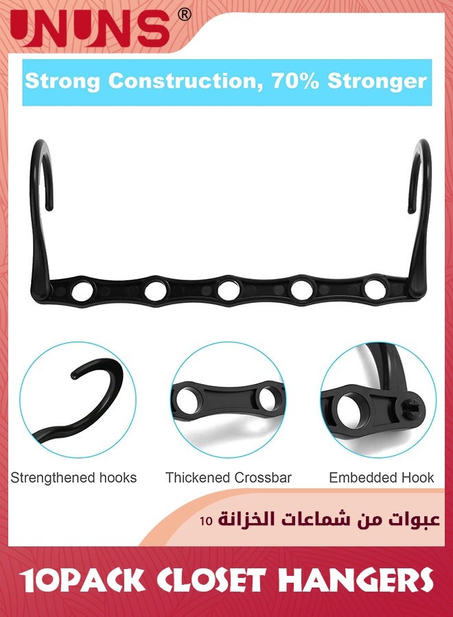 UNUNS Space Saving Hangers,10PCS Magic Hangers,5 Holes Sturdy Plastic Clothes Closet Organizers And Storage,Space Saver Organization,College Dorm Room Essentials,Black - Image 2