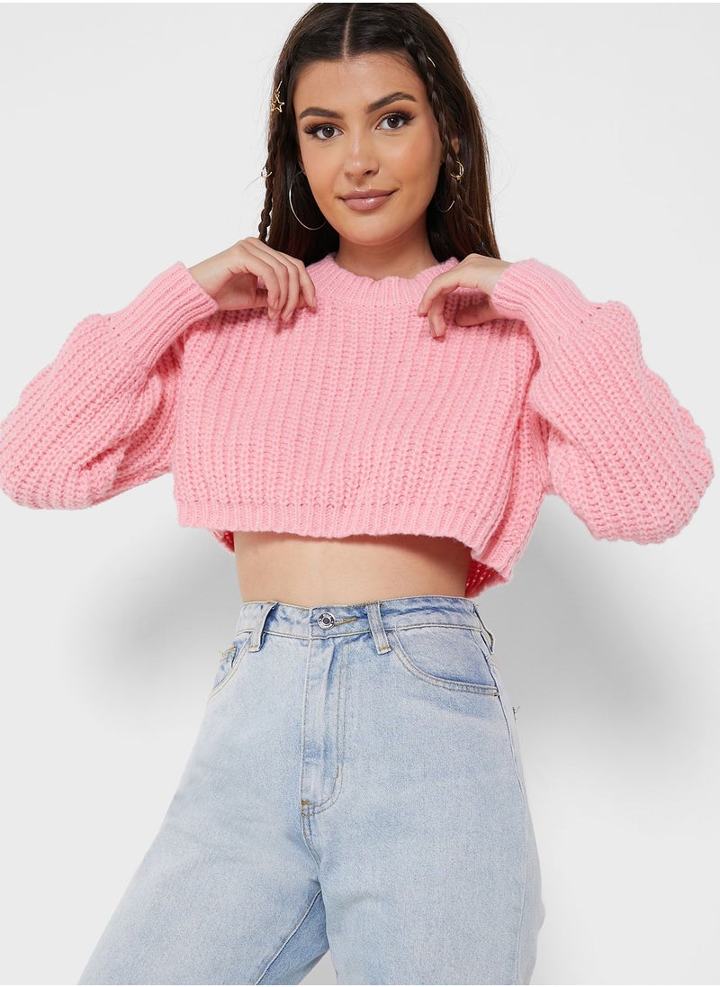Ginger - Cropped Solid Sweater - Image 1