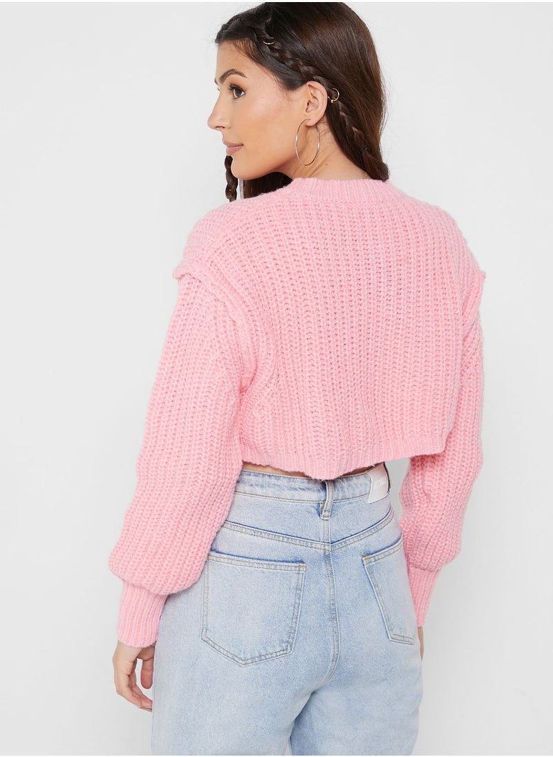 Ginger - Cropped Solid Sweater - Image 1