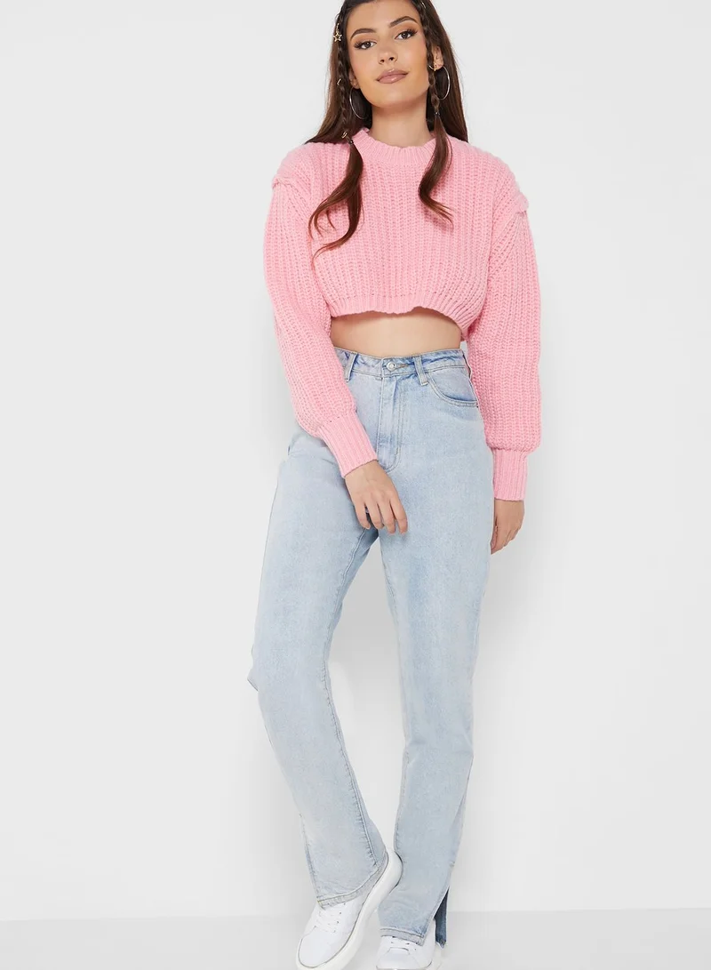 Ginger Cropped Solid Sweater