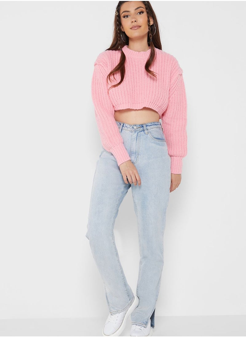 Ginger - Cropped Solid Sweater - Image 1