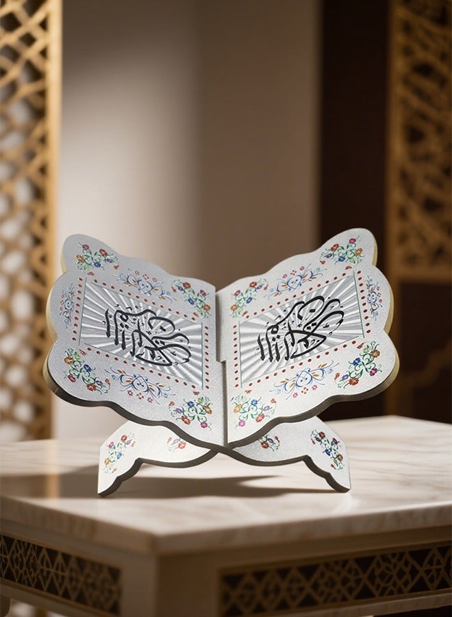 Wooden Quran Holder Quran Stand Vintage Quran Cabinet with Beautiful Carving Pattern Prayer Book Stand Ramadan Reading Shelf Mubarak Muslim Party Ornament Multifunctional Book Holder for Home Office School Travel Creative Gift - Image 1