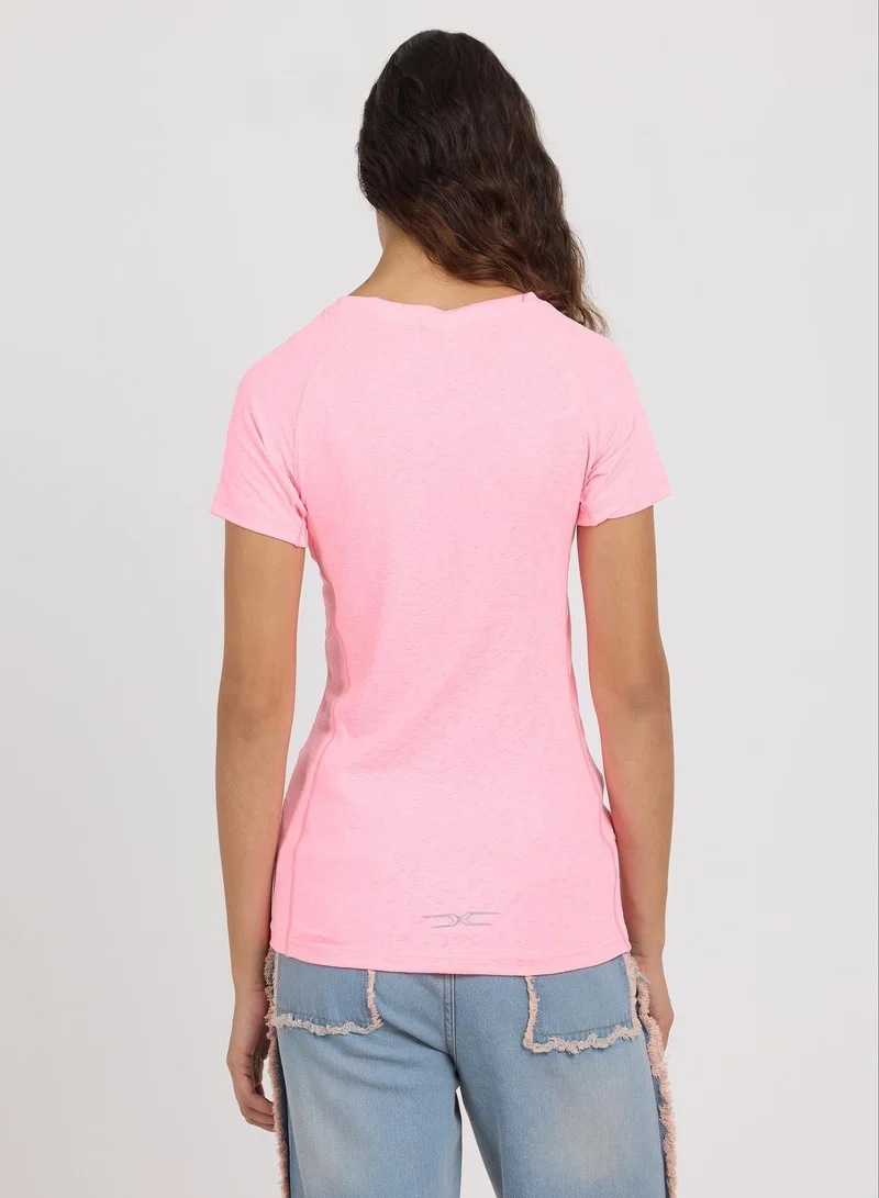 Pinacolada  Women's Rose Pink Solid Regular Activewear T-Shirt for Women | Best Price UAE
