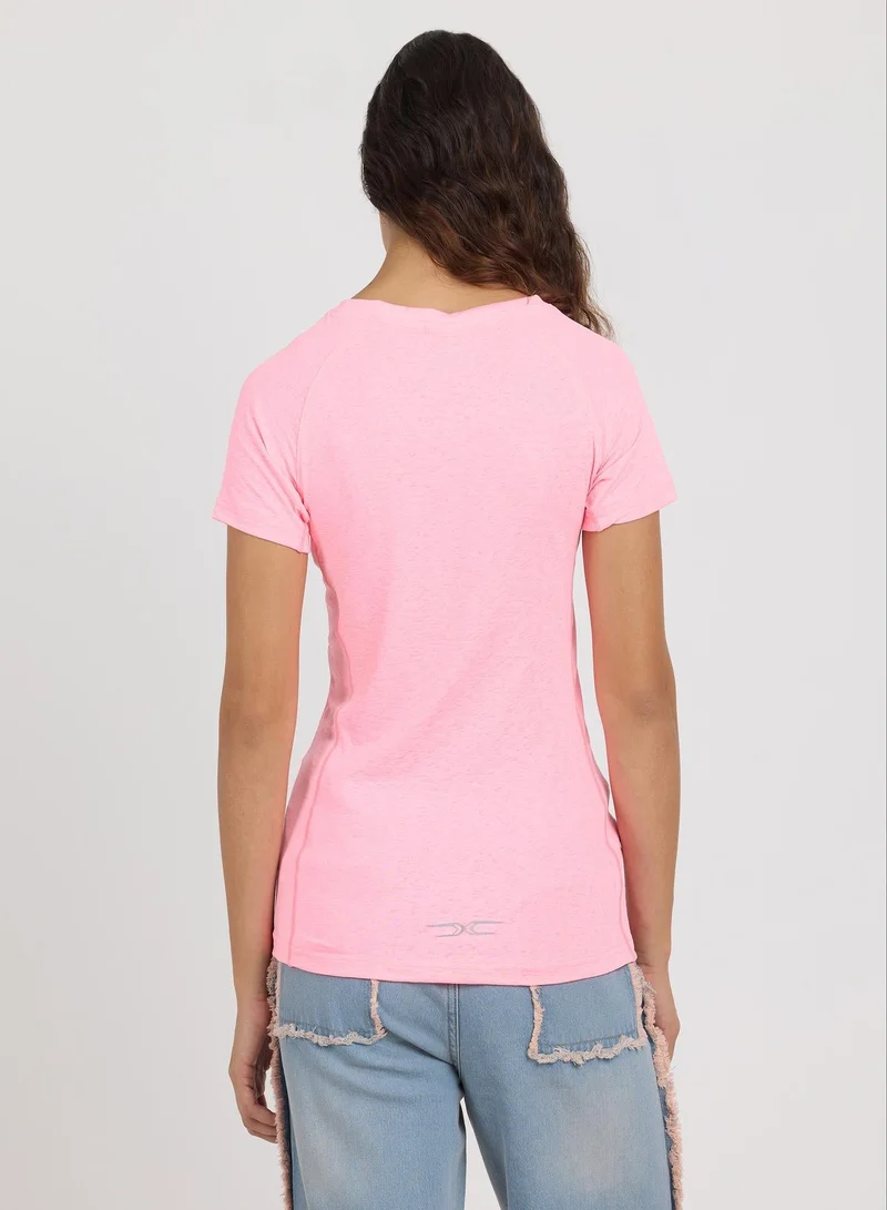 Pinacolada  Women's Rose Pink Solid Regular Activewear T-Shirt for Women | Best Price UAE