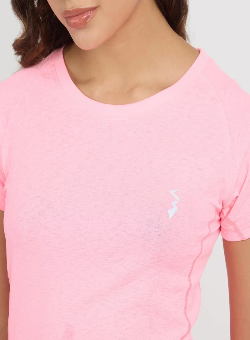 Pinacolada  Women's Rose Pink Solid Regular Activewear T-Shirt for Women | Best Price UAE