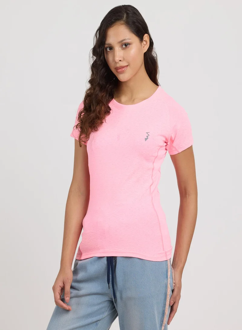Pinacolada  Women's Rose Pink Solid Regular Activewear T-Shirt for Women | Best Price UAE
