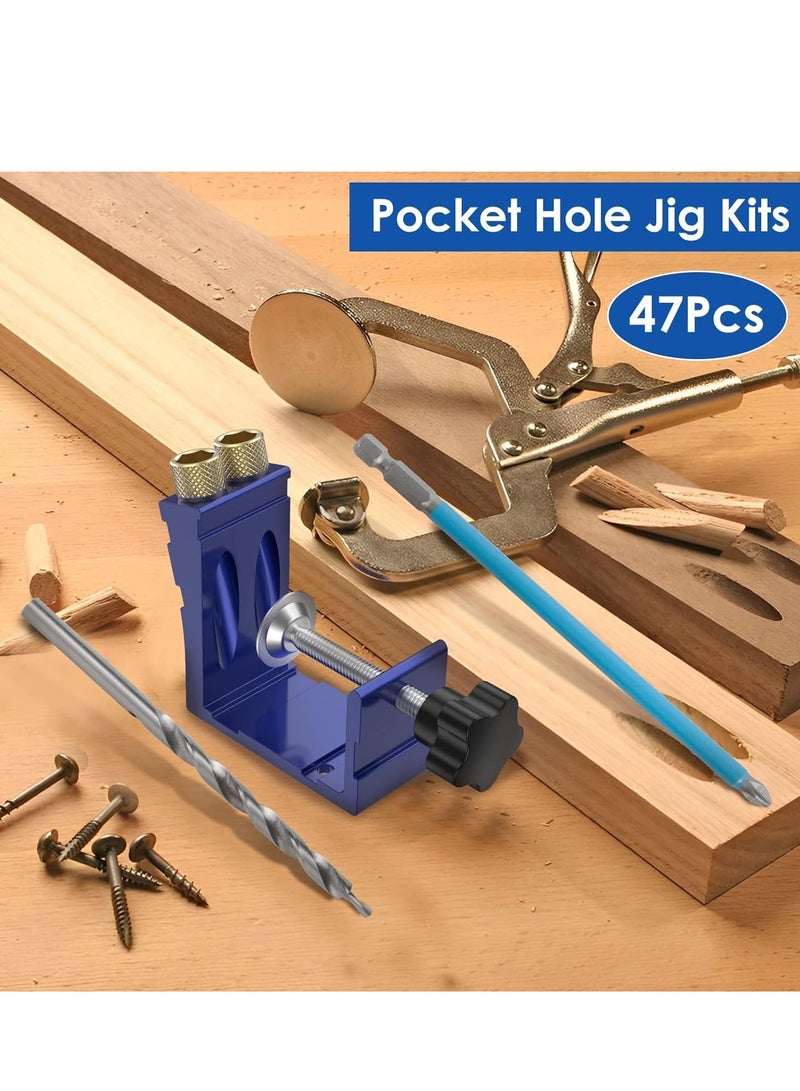 Excefore 47Pcs Pocket Hole Jig Adjustable Punch Locator 15 Degree Angle Hole Drill Guide Kit High Precision Drill Punch Positioner for Carpenter DIY Joinery Work Woodworking Tool - Image 5